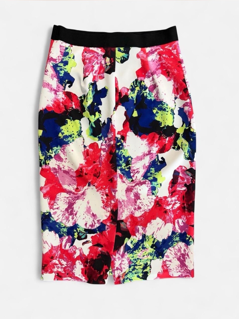 MILLY Floral Pencil Skirt Size S Abstract Stretch Midi Career - Picture 3 of 4